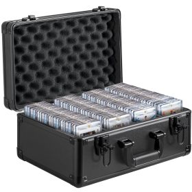 VEVOR Graded Card Storage Box, 4 Slots, Graded Sports Cards Holder Carrying Case with Key Lock Foam Dividers