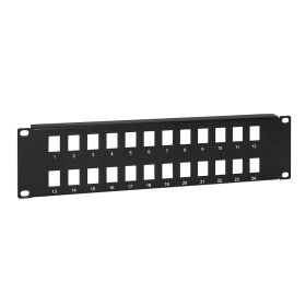 Cmple - 24 Port Blank Keystone Network Patch Panel, 2U Rack Mount Multimedia 19" Patch Panel, RJ45 Ethernet, USB, HDMI, Cat5e, Cat6