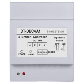 Output Branch Controller for 2 Wire Video Intercom System – DT-DBC4A1, 4-Way Distributor Module for up to 4 Door Panels or Monitors, DIN Rail Mount