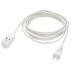 3-Outlet Household Indoor Extension Power Cord - 2 Prong with Protection Outlet Cover - 6 Feet, White
