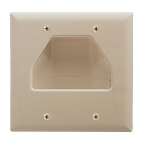 DataComm 45-0002-IV Two-Gang Low-Voltage Cable Wall Plate For Multiple Cables - Ivory