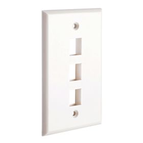 Cmple - 3 Port Keystone Wall Plate Single-Gang Wall Plate with Standard Size Ethernet Wall Plate Keystone Jack Insert - White