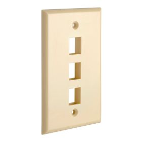 Cmple - 3 Port Keystone Wall Plate Single-Gang Wall Plate with Standard Size Ethernet Wall Plate Keystone Jack Insert - Ivory
